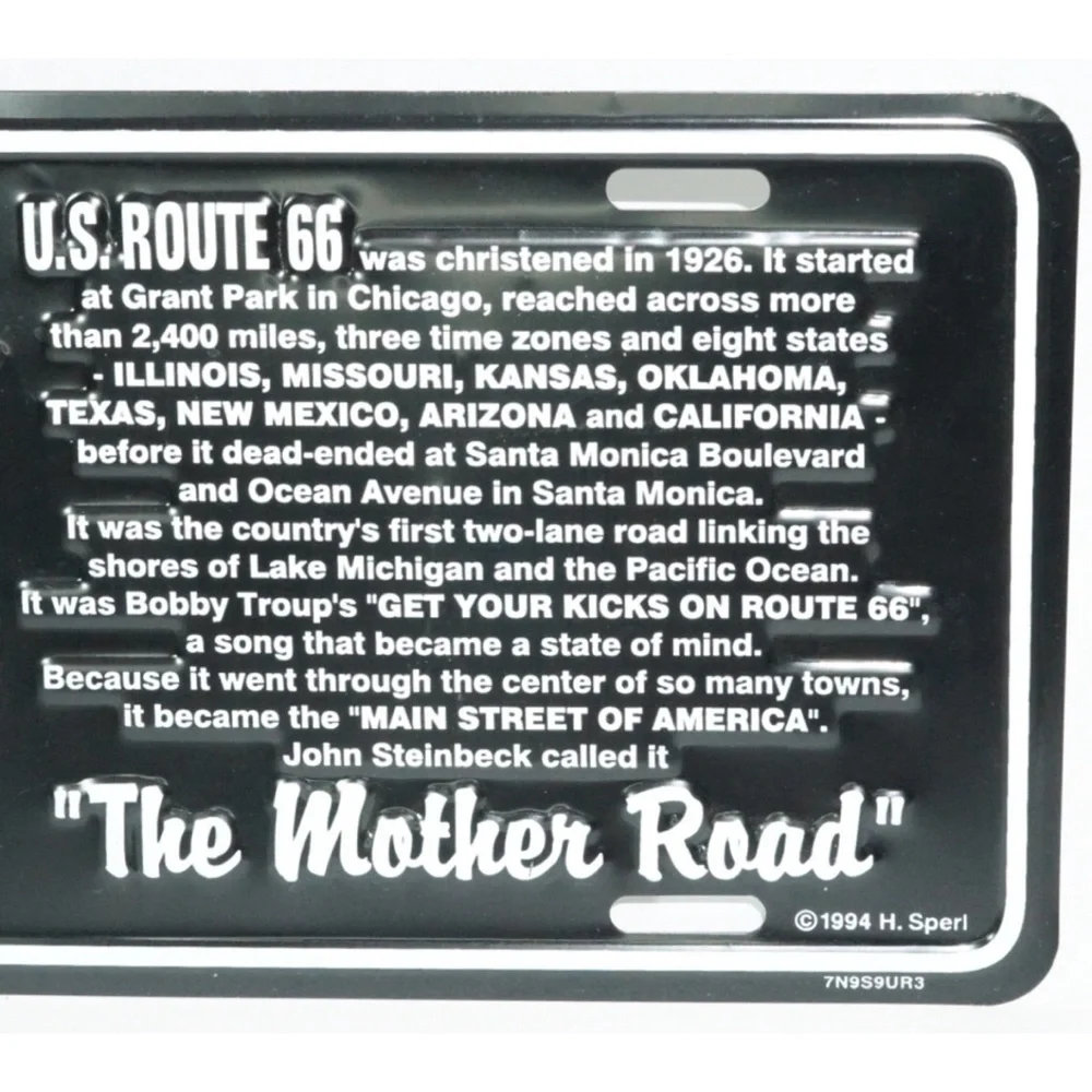 Route 66 Black Metal License Plate Wall Art